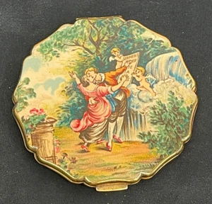 Maquillaje en polvo Stratton Gold Accent compacto espejado vintage, hecho en Inglaterra - Imagen 1 de 6