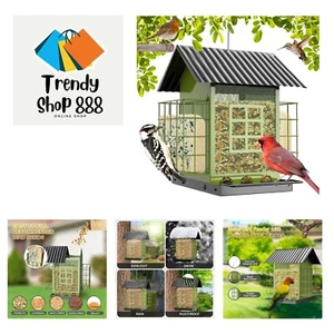 Bird Feeders for Outdoors Hanging, Metal Bird Feeder with Double Suet Cage Ca... - Picture 1 of 8