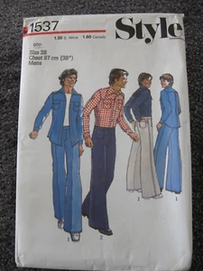 Vintage sewing pattern Style No 1537 1970s 1980s shirt pants top men trousers - Picture 1 of 2