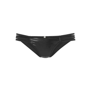 Damas Negro Calzoncillos 10 - 12 Vinilo Cuero Look Tirantes Laterales Bragas Pantalones Sexy - Imagen 1 de 2