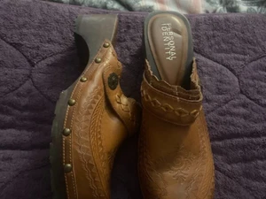 PERSONAL IDENTITY BROWN MULE SHOES ASHLIN SZ 8M 2" HEEL - Picture 1 of 2