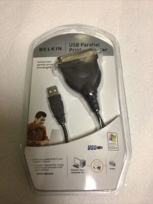 Belkin USB Parallel Printer Adapter Cable F5U002V - New In Package - Image 1 of 2