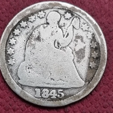 1845 Seated Liberty Half Dime 5c Circulated #57736 Cover