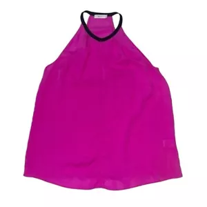ALC Pink with Black Halter Silk Top US L - Picture 1 of 5