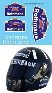 1/2 Decals per Helmet Damon Hill 1996 TBD615 - Picture 1 of 1