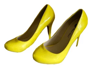 High Heels Stiletto Patent Leather 4” Women’s 7 Michael Antonio Sexy Yellow - Picture 1 of 10