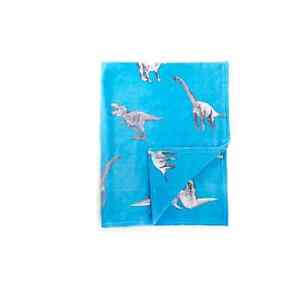 Blue DINOSAUR Fleece Throw Blanket 120cm x 150cm Kids Bedroom Lounge Cosy Warm