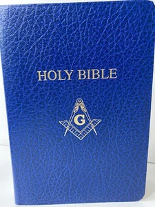 Master Mason Edition The Holy Bible Heirloom 1991 DeVore Blue Leather Gilded - Picture 1 of 18