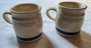 ROSEVILLE 4" ELFENBEIN WEISS MIT BLAUEM BAND KAFFEETASSEN (2) - UNBENUTZT/SCHÖN - Bild 1 von 11