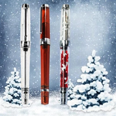 Pluma Estilográfica WS 3013 Navidad Alce Transparente Resina EF/F/B Plumín Tinta Pluma Foto 1 de 4