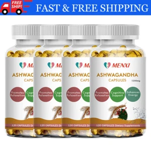 Ashwagandha Capsules 120 Organic Ashwagandha Root Powder Extract of Black Pepper - Picture 1 of 13