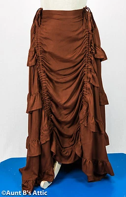 Steampunk Skirt Br Rayon Ruffled Back Gathered Front Ladies Victorian Skirt S-4X - Image 1 of 2