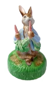 1977 Schmid Beatrix Potter Peter Rabbit Ceramic Repaired Musical Figure Japan - Picture 1 of 10