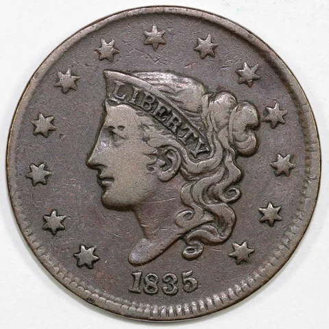 1835 1c Matron Head Large Cent Cover