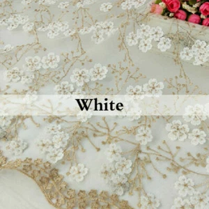 3D Floral Lace Guipure Fabric Embroidery Formal Dress Skirts Sewing By Yard - Picture 1 of 13