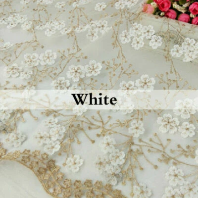 Vestido formal bordado tela guipur encaje floral 3D faldas costura por yarda Foto 1 de 4