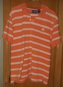 Men's Chaps Est. 1978 Orange w/White Stripes Short Sleeve Polo Shirt XL, Nice! - Picture 1 of 6
