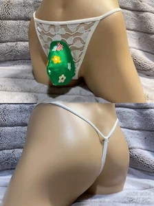 M 28-36 Trans Women Men Sexy Pouch Panties Sissy White Lace Floral String Thong - Picture 1 of 3