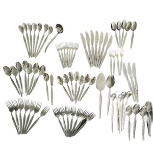 Vtg Eldan Stainless Steel Flatware Japan "Roses" Eld18 Set for 7 Plus Extras - Picture 1 of 15