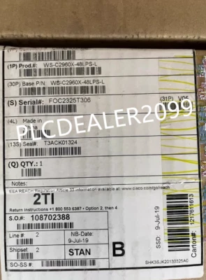 1PC New Cisco WS-C2960X-48LPS-L Catalyst 2960-X 48 GigE PoE 370W,4x1 - Image 1 of 4
