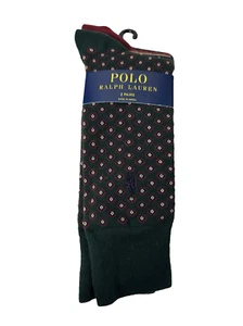 Polo Ralph Lauren 2 Paar Kleid dunkelgrün geometrisch, purpurrot gestreift Herren 10-13 - Bild 1 von 2