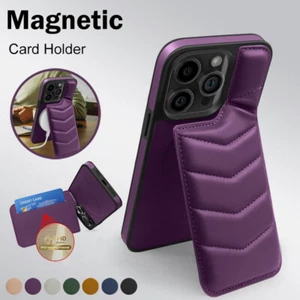 Magnetic Case With Card Holder For iPhone 16 Pro Max 15 14 13 12 Leather Cover - Picture 1 of 15