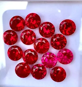 15 Pcs Natural Red Mogok Ruby Round 10.00 MM Certified Treated Loose Gemstone - Picture 1 of 6