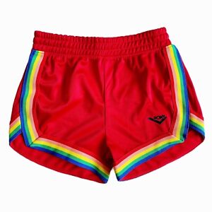 PONY Girl’s Red Athletic Shorts Rainbow Trim Tricot Sports Retro Size S 7-8 NEW!