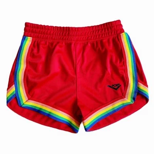 PONY Girl’s Red Athletic Shorts Rainbow Trim Tricot Sports Retro Size S 7-8 NEW! - Picture 1 of 4