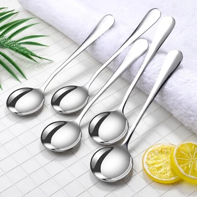 4X PC STAINLESS STEEL SOUP SPOON CUTLERY SPOONS SET - High Quality - Image 1 of 4