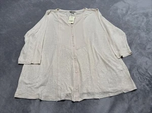 NWT Lucky Brand Women Light Beige Shirt 3/4 Sleeves Size: 2X - Picture 1 of 11