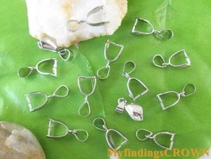 100pcs White Gold Plated pendant Pinch bails 15mm W612 - Picture 1 of 1