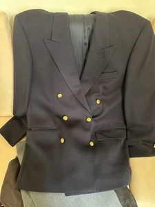 NAVY BLUE DOUBLE BREASTED MARKS & SPENCER BLAZER SIZE 38” - Picture 1 of 6