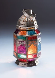 Large Standing Moroccan Style Glass Lantern | Ethical Tea light holder - Picture 1 of 1