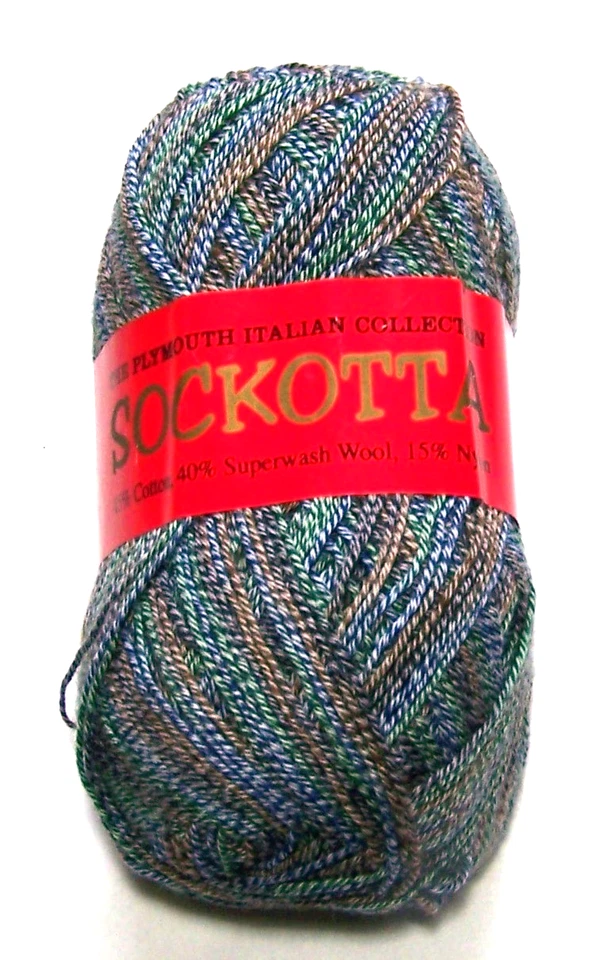 Hilo de calcetín de algodón lavable a máquina 100 g bola PLYMOUTH SOCKOTTA #04 AZUL VERDE Foto 1 de 1