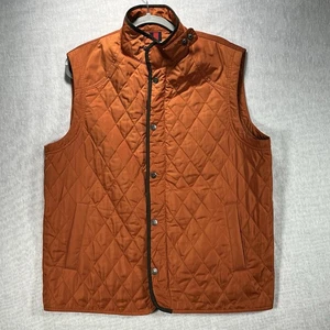 Cremieux Quilted Vest Men’s Large Burnt Orange Full Zip Snaps Lightweight - Picture 1 of 15