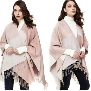 Soia & Kyo Dusty Pink Colorblock Streifen Fransen Decke Cape Damen Einheitsgröße - Bild 1 von 7