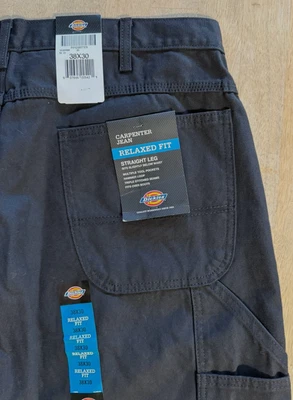 NWT Dickies Carpenter Jean Men's Black Canvas Work Jeans - Size 38 x 30 - Image 1 of 4