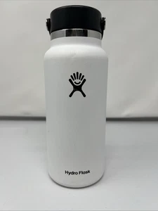 Hydro flask 32 Oz. Wide Mouth W/ Flex Cap White / Company Logo Printed on Side - Picture 1 of 8