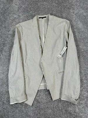 Theory Jacket Womens 12 White Black Cotton Knit Blazer New Foto 1 de 4