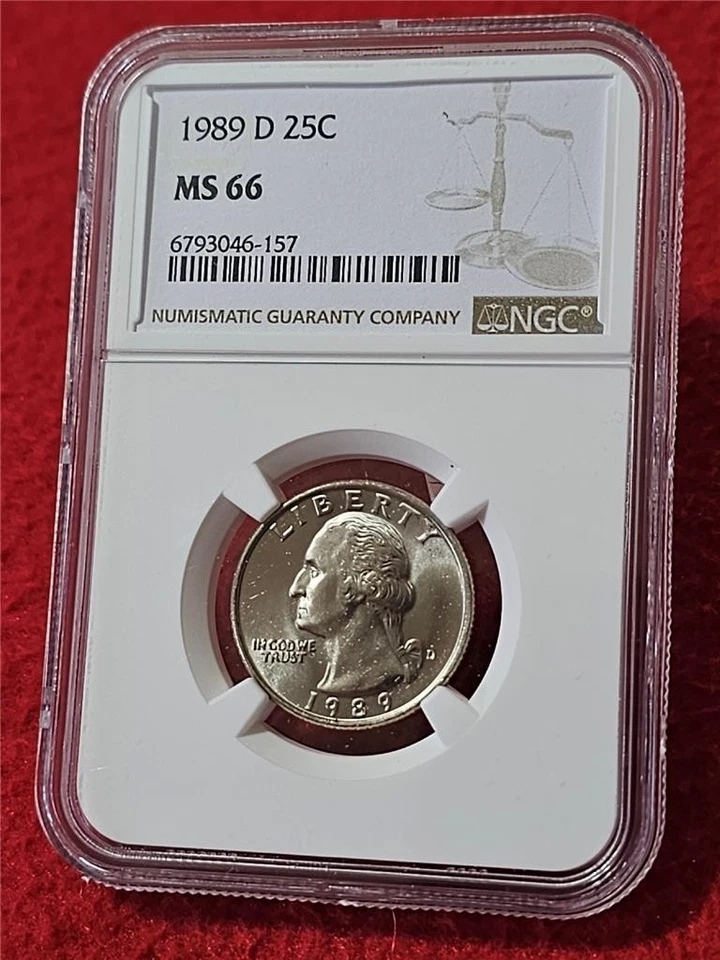 1989-D WASHINGTON QUARTER   NGC MS 66  UNCIRCULATED                     #T5703 - Image 1 of 2