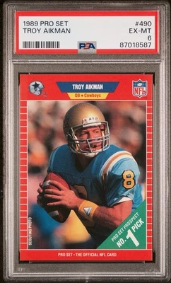 1989 PRO SET #490 TROY AIKMAN RC NOVATO DALLAS COWBOYS HOF PSA 6 EX-MT Foto 1 de 2