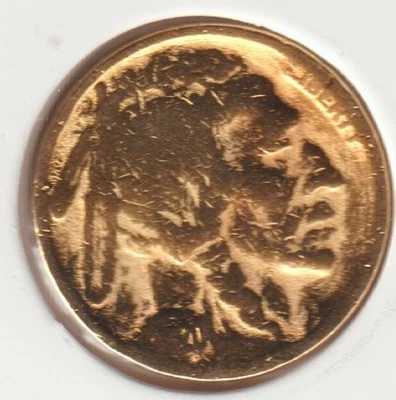 1913-1938 24K Gold Plate Rare Old US No-Date Buffalo Nickel Collection Coin USA - Image 1 of 2