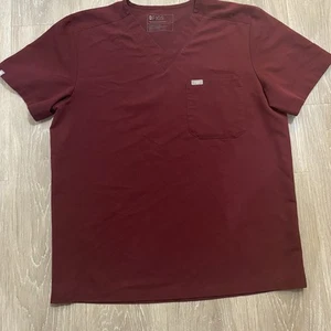 FIGS Mens Technical Collection Leon 2 Pocket Scrub Top L Burgundy FM1500 Nurse - Picture 1 of 6