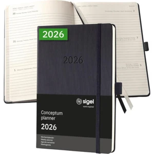 Sigel 2026 Conceptum Weekly Planner A5 Hardcover Black - Picture 1 of 9