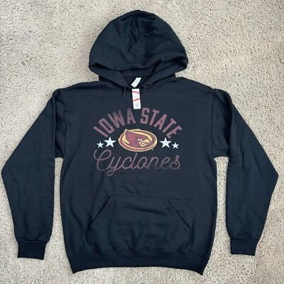 Iowa State Cyclones Hoodie Men Medium Arch Over Logo Spellout Script Black NWT - Image 1 of 4