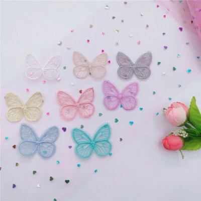 10-pack Assorted Cute Butterflies Fabric Iron On Patches Sewing Craft Art Decors - Image 1 of 4