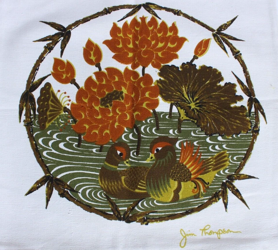 2 Jim Thompson Ducks Cotton Small Accent Cushion Cover 15x15” - Image 1 of 2