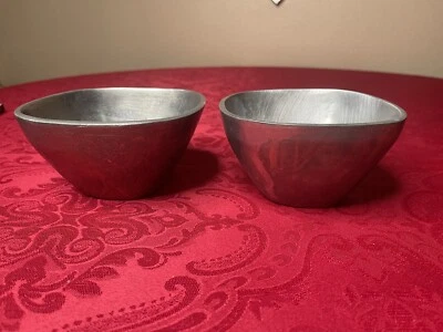 2 Pottery Barn Barona Aluminum  Metal Square Bowls - Image 1 of 4
