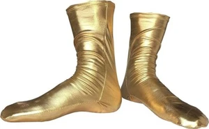 Unisex Glänzende Metallic Kostüm Socken Gold-12 Einfarbig Muster Neu - Bild 1 von 1
